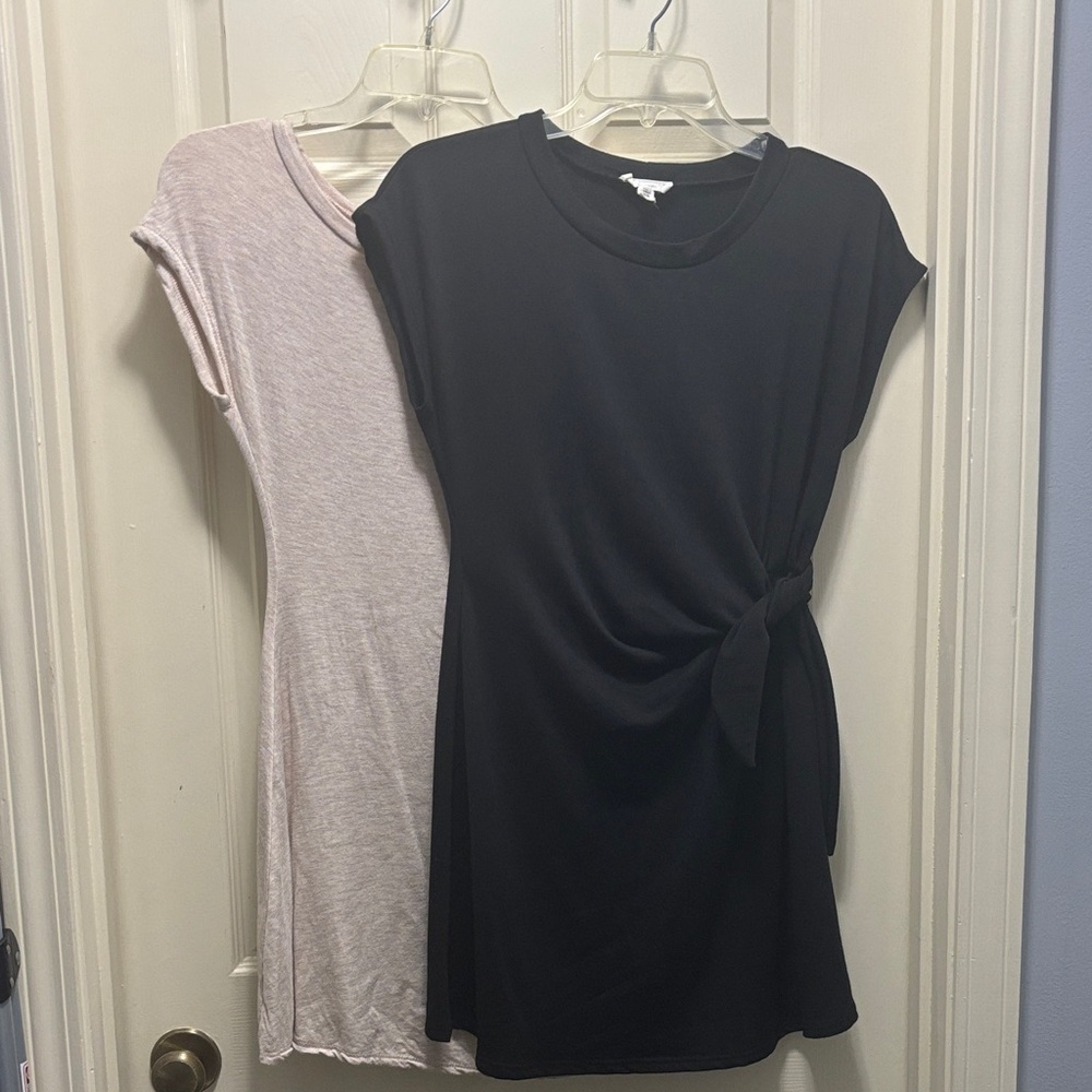 Black and beige Short Sleeve Dresses